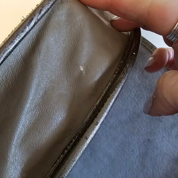 Vintage Furst & Mooney Patchwork Animal Skin Half Moon Circle Clutch - Picture 11 of 12